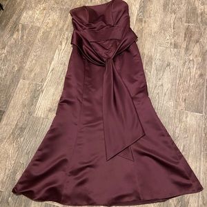 Deep purple strapless formal gown